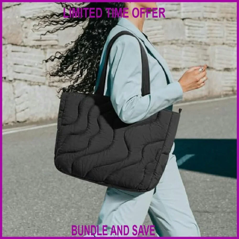 14-inch Puffy Laptop Tote Bag Lightweight Work Tote Padded Compartment
